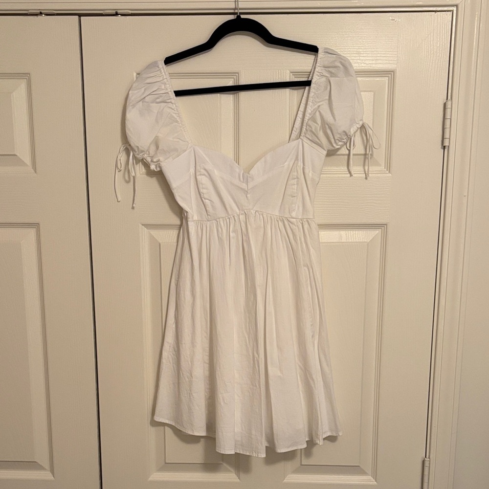 Abercrombie & Fitch White Puff Sleeve Mini Dress
